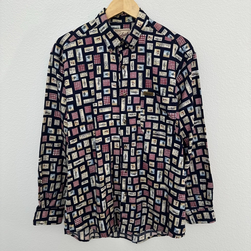 VTG Woolrich Outdoors Fishing Button Down Long Sleeve Shirt Men's Medium